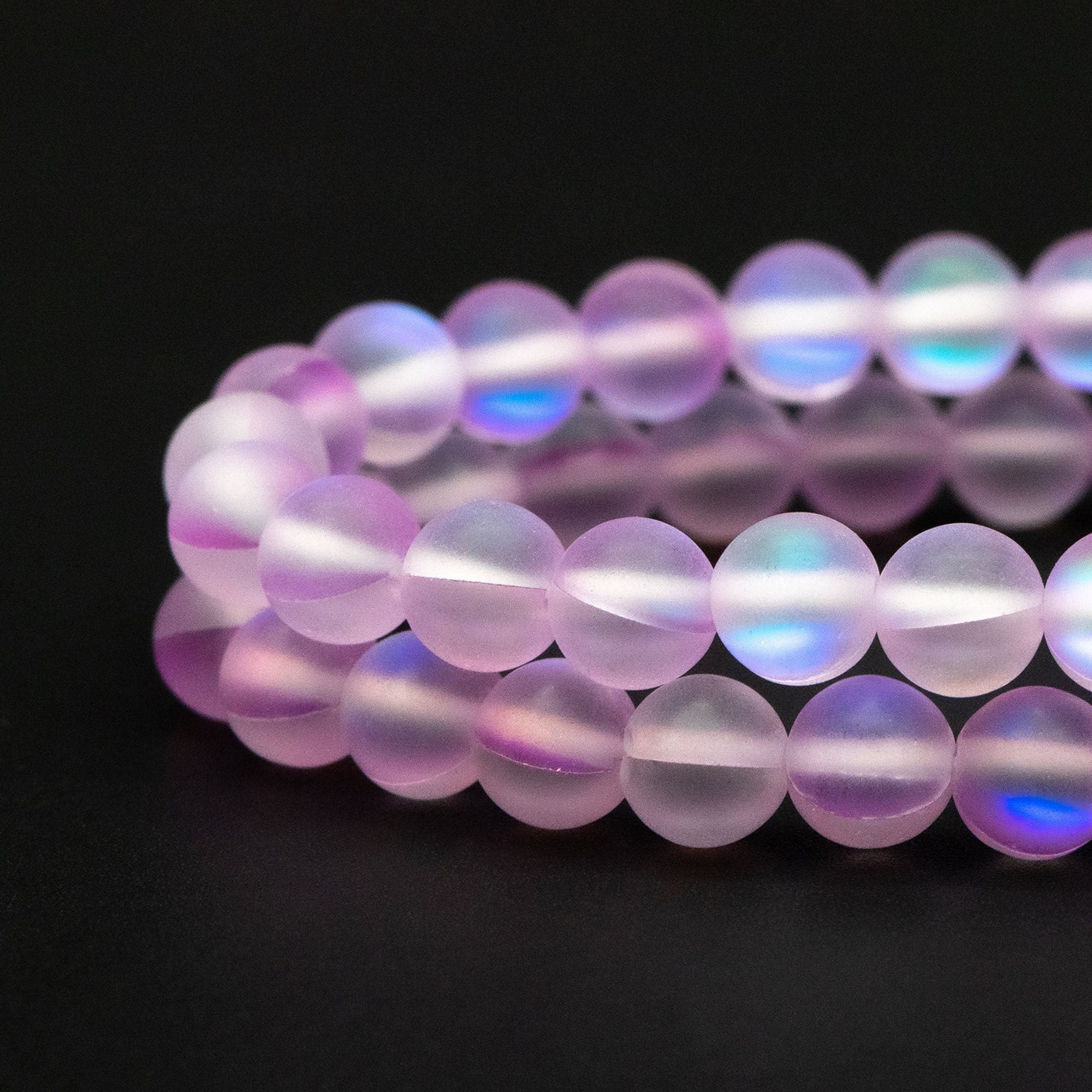 6mm Frosted Mystic Mermaid Glass Round Beads 6mm, 14.5" Strand (TR-074)